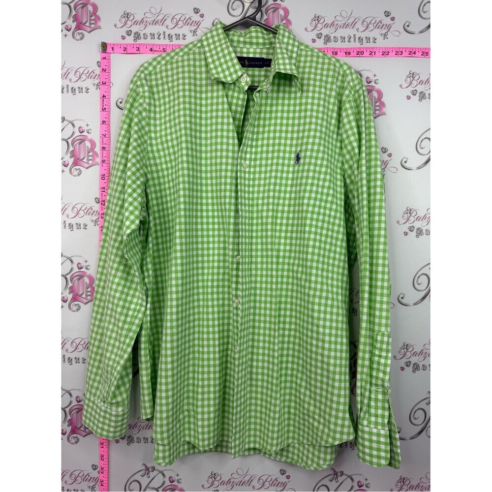 Ralph Lauren Light shirt long sleeve Green and White Gingham Button-Up Shirt